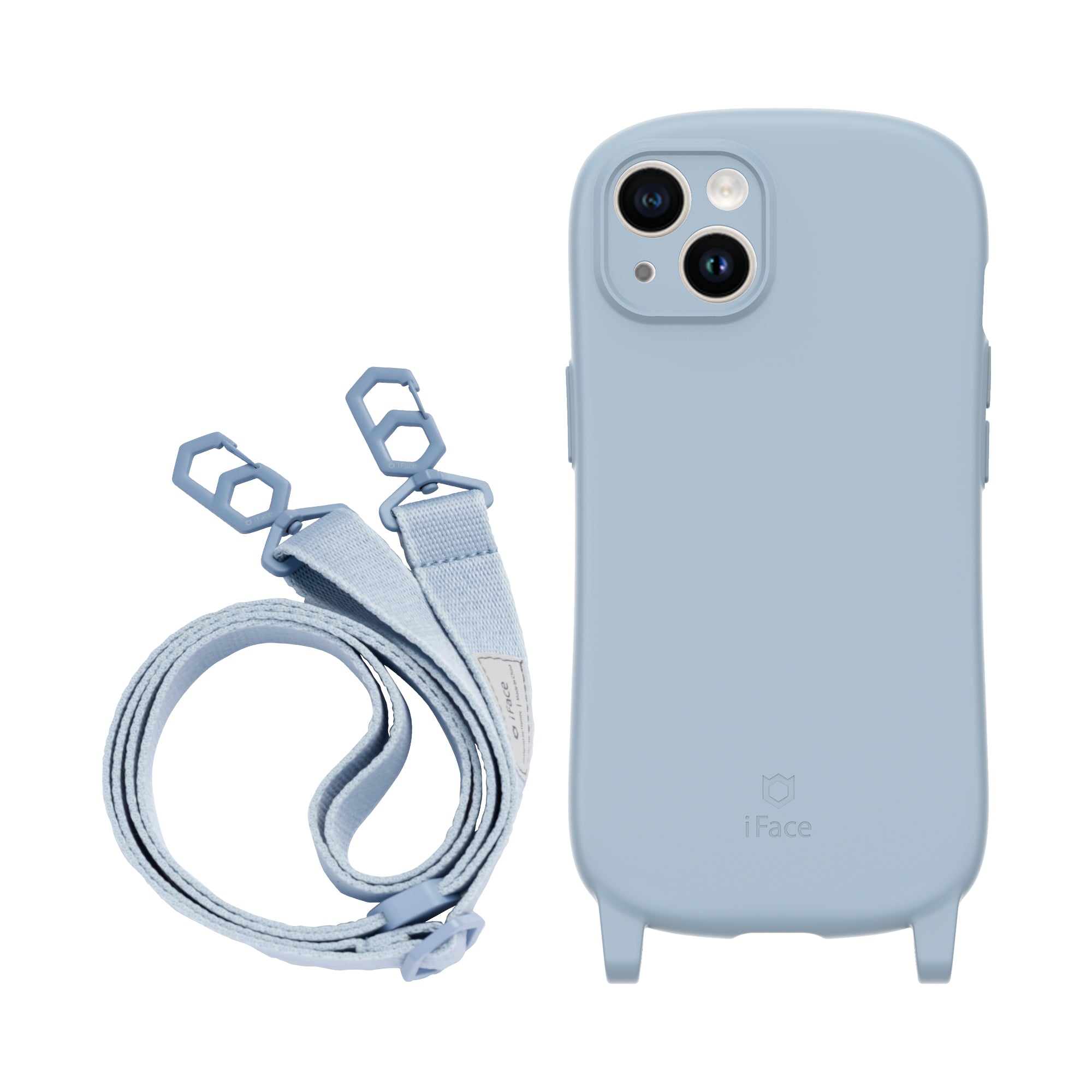 iPhone 14 and 14 Pro Crossbody Lanyard Case Set Pale Blue