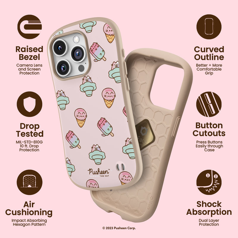 Pusheen the Cat Case for iPhone 15 Pro / 15 Pro Max - Ice Cream Pattern