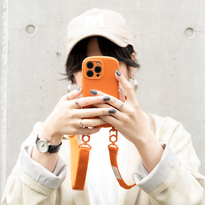 Crossbody Woven Cell Phone Lanyard - Orange