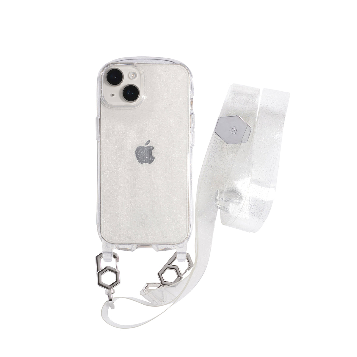 チ*ゴ様 iphone14pro シルバー256GB iFace付 iPhone 14 and 14 Pro Crossbody Lanyard + Case Set - Clear Glitter