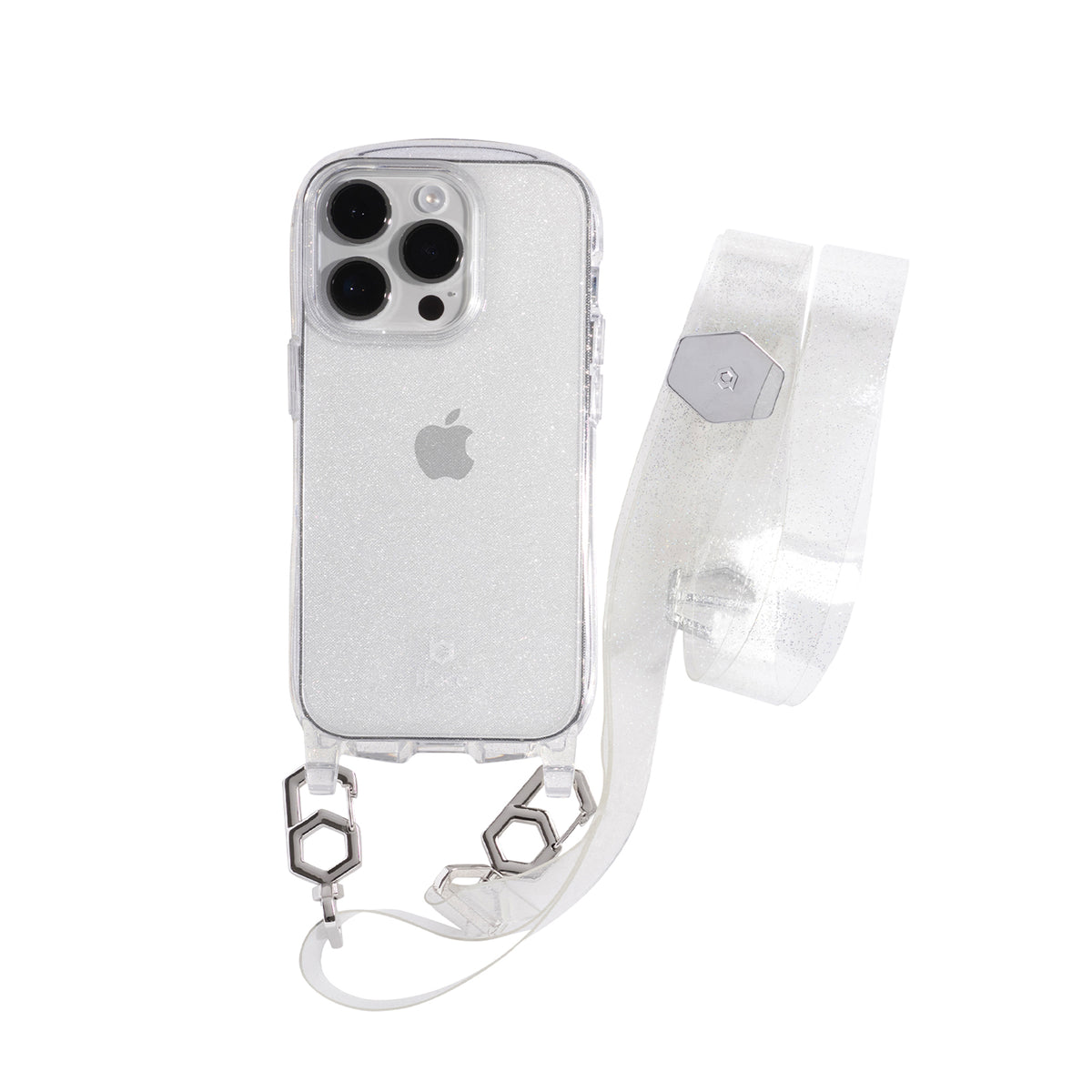 iPhone 14 and 14 Pro Crossbody Lanyard + Case Set - Clear Glitter