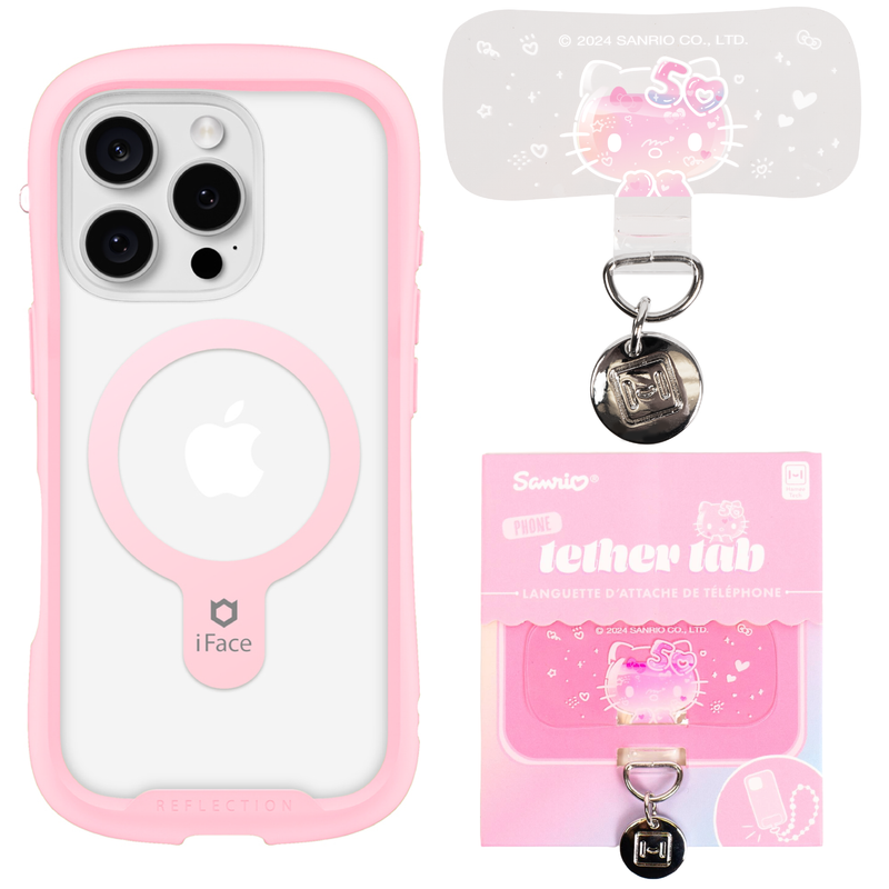 iPhone 16 Series Reflection [Sakura Pink] Case + Hello Kitty 50th Anniversary Tether Tab