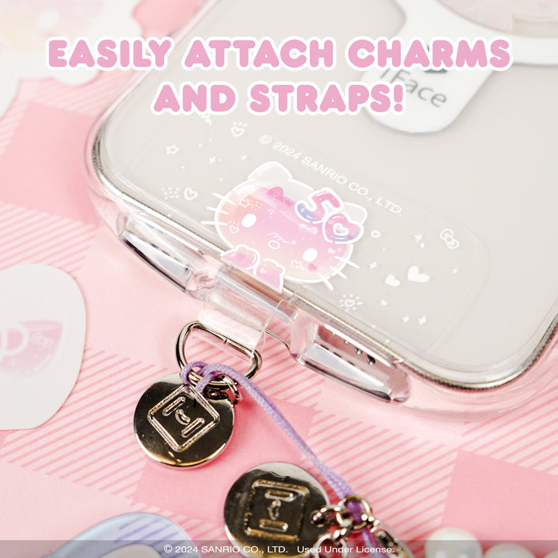 iPhone 15 Series Look in Clear MagSafe Case + Hello Kitty 50th Anniversary Tether Tab