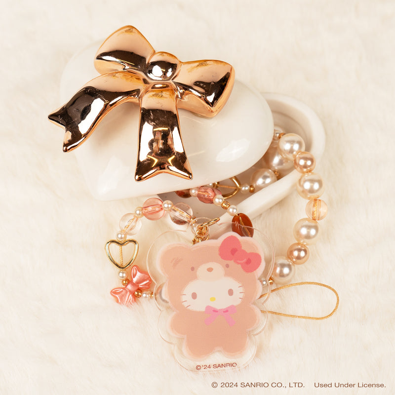 Sanrio Latte Bear Beaded Charm Mobile Phone Wrist Strap - Hello Kitty