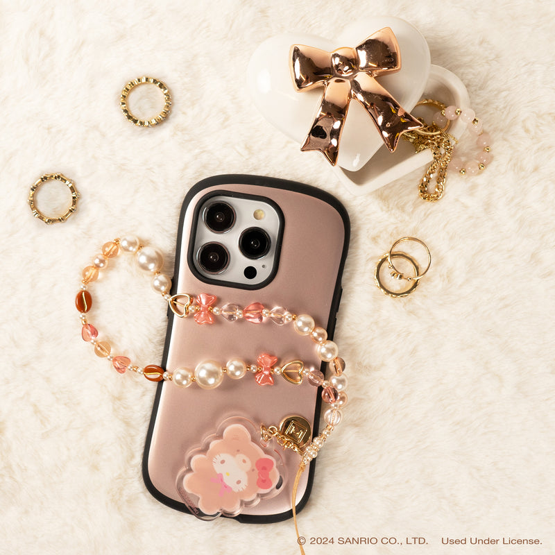 Sanrio Latte Bear Beaded Charm Mobile Phone Wrist Strap - Hello Kitty