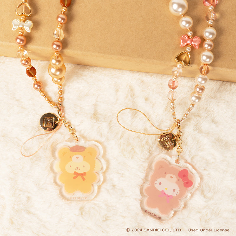 Sanrio Latte Bear Beaded Charm Mobile Phone Wrist Strap - Hello Kitty