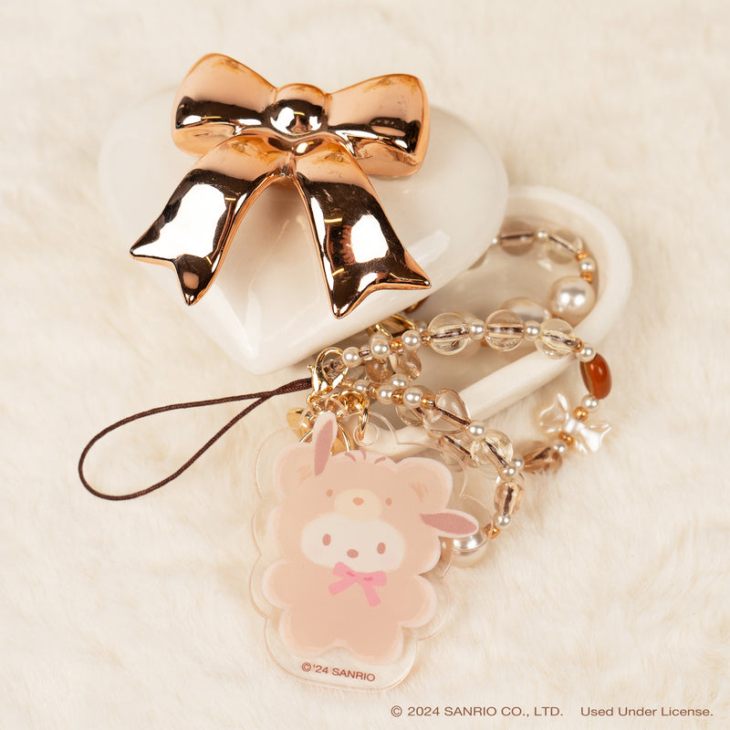 Sanrio Latte Bear Beaded Charm Mobile Phone Wrist Strap - Pochacco