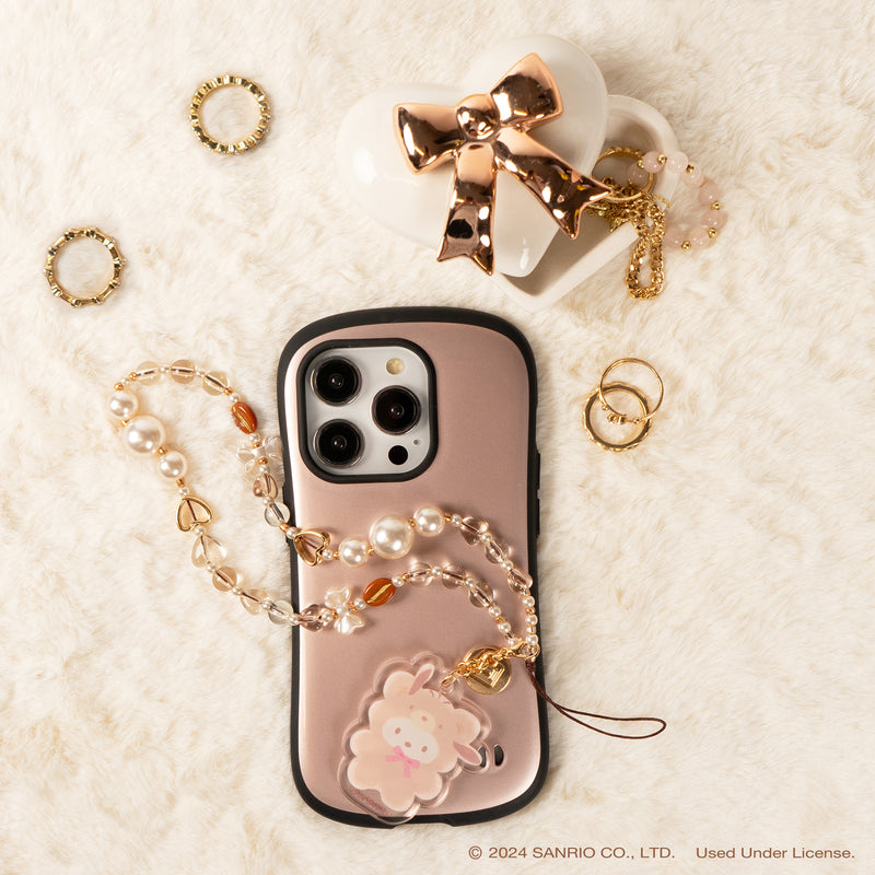 Sanrio Latte Bear Beaded Charm Mobile Phone Wrist Strap - Pochacco