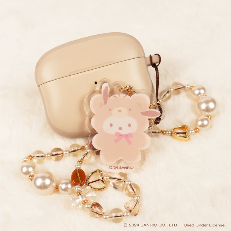 Sanrio Latte Bear Beaded Charm Mobile Phone Wrist Strap - Pochacco