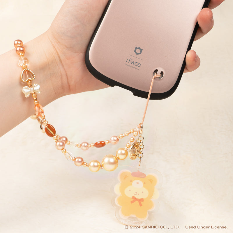 Sanrio Latte Bear Beaded Charm Mobile Phone Wrist Strap - Pompompurin