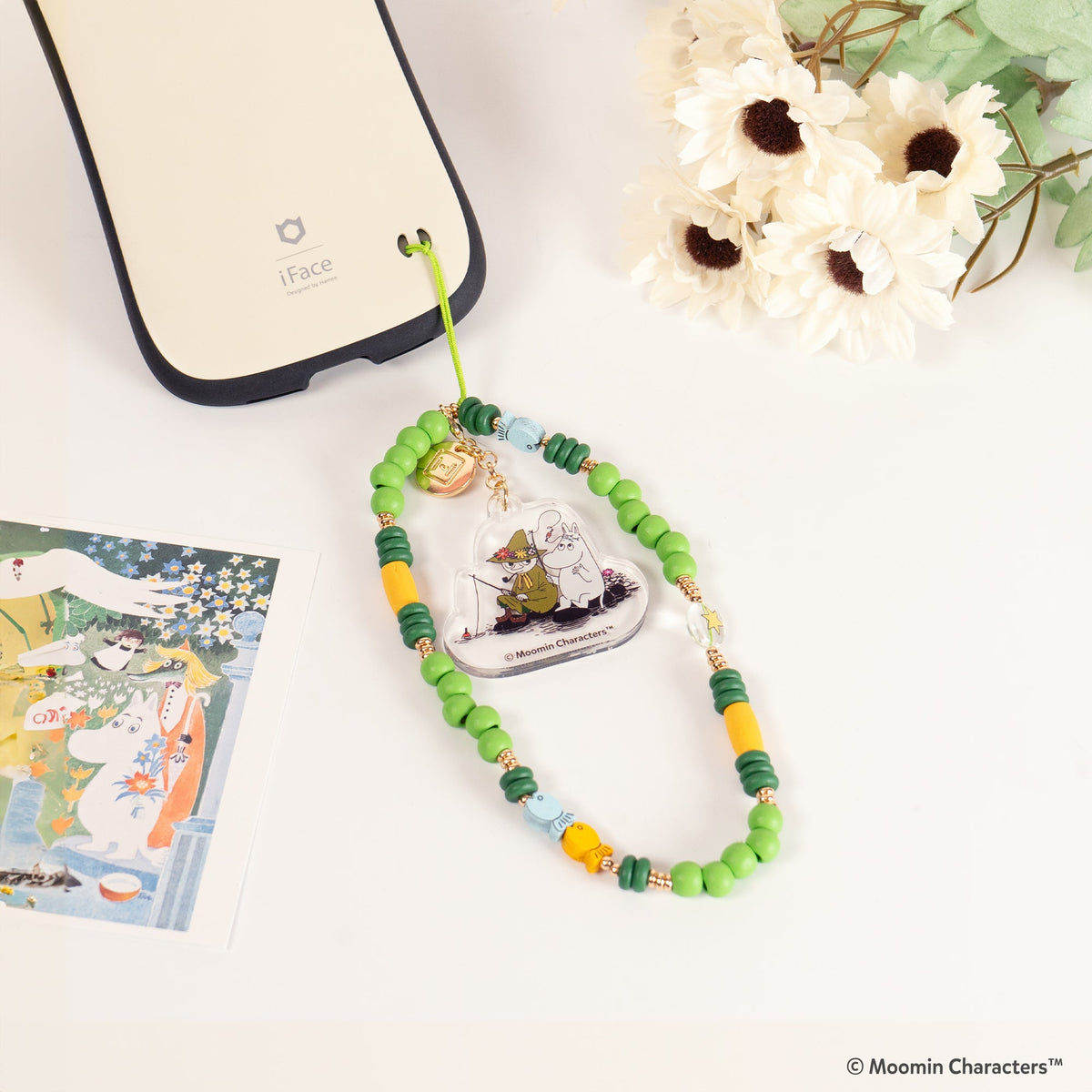 アクセサリー Sunfkin Moomin Beaded Charm Mobile Phone Wrist Strap - Moomin + Snufkin