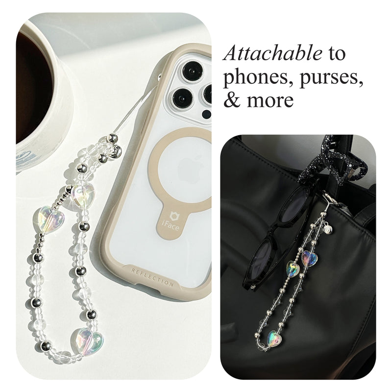 [Charmed by iFace] Phone Charm Wrist Strap Accessory  - Iridescent Heart