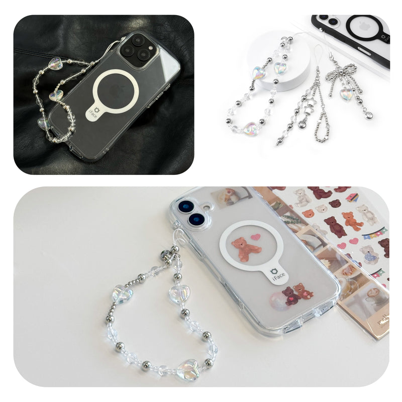 [Charmed by iFace] Phone Charm Wrist Strap Accessory  - Iridescent Heart