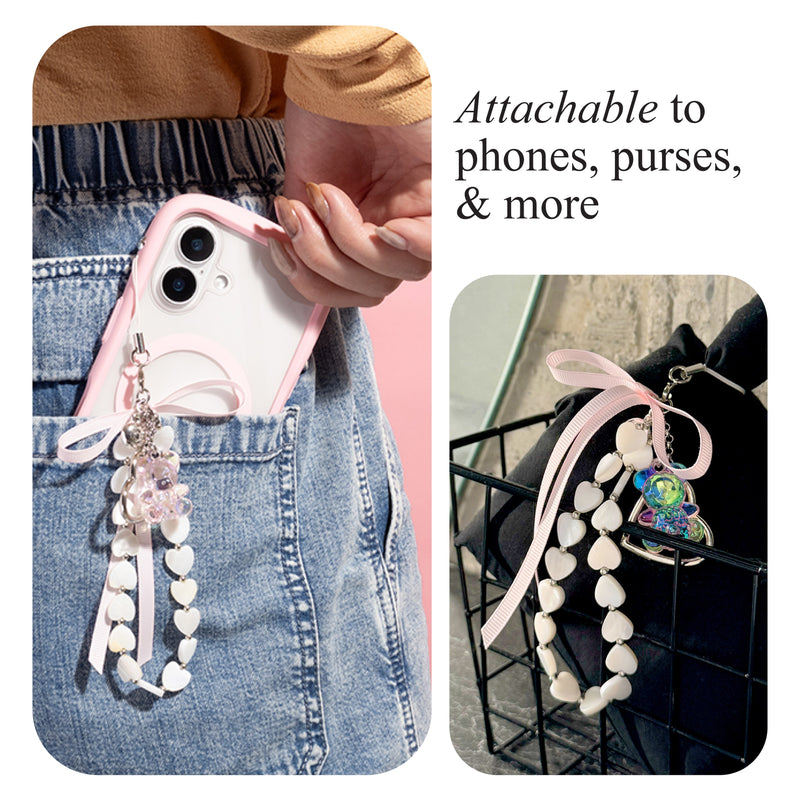 [Charmed by iFace] Phone Charm Wrist Strap Accessory  - Pearl of Hearts