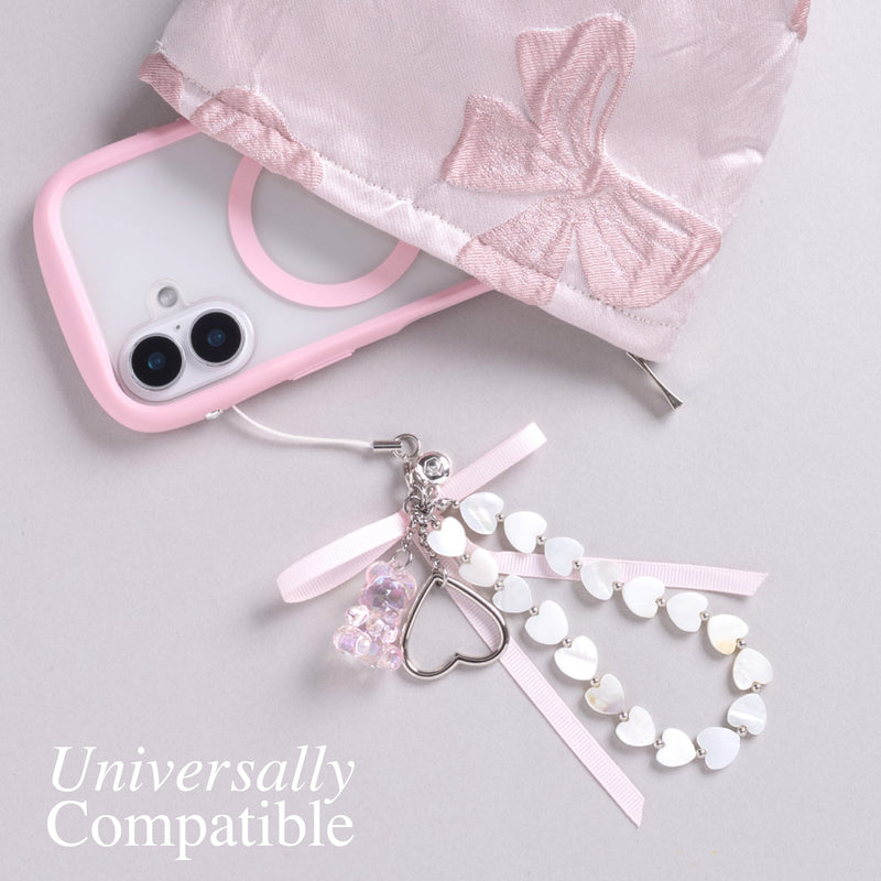 [Charmed by iFace] Phone Charm Wrist Strap Accessory  - Pearl of Hearts