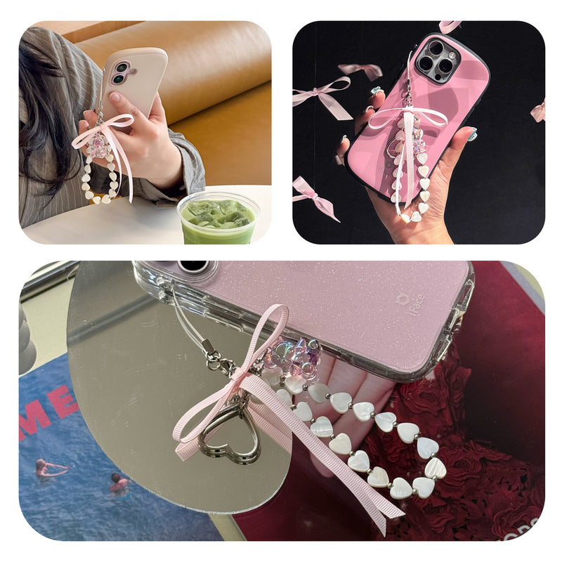 [Charmed by iFace] Phone Charm Wrist Strap Accessory  - Pearl of Hearts