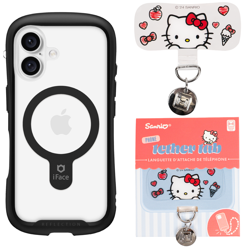 iPhone 16 Series Reflection MagSafe Case [Black] + Hello Kitty Tether Tab