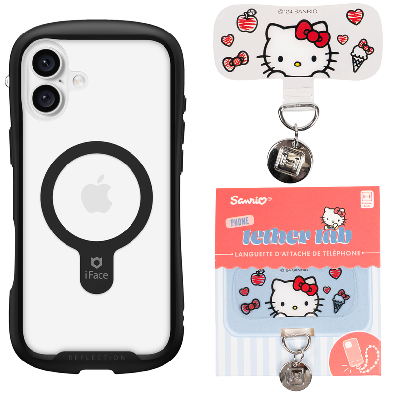 iPhone 16 Series Reflection MagSafe Case [Black] + Hello Kitty Tether Tab