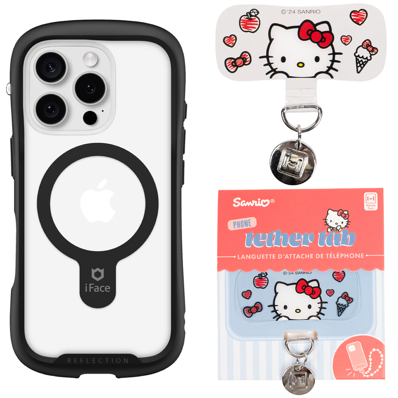 iPhone 16 Series Reflection MagSafe Case [Black] + Hello Kitty Tether Tab