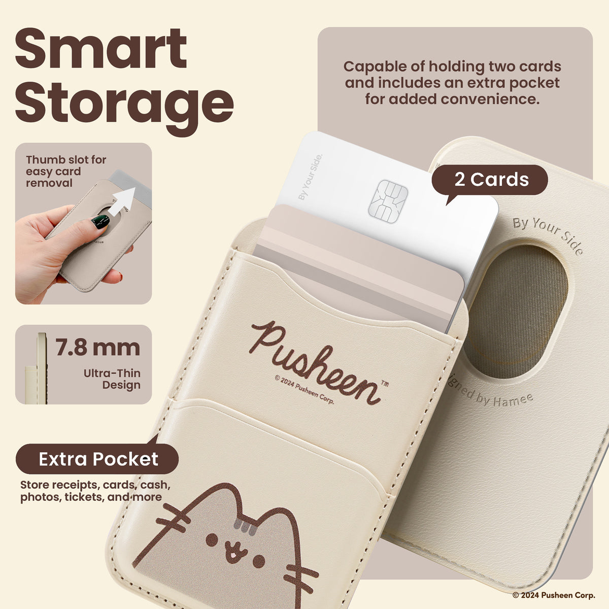 IFace Pusheen The Cat MagSafe Card Wallet - Slim Vegan Leather With Fraud Protection