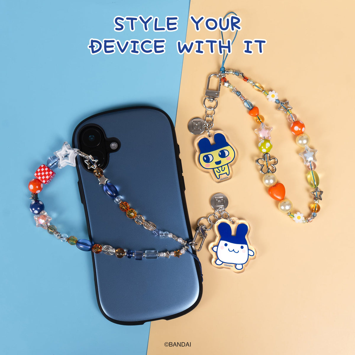 Tamagotchi Beaded Charm Mobile Phone Wrist Strap - Mametchi
