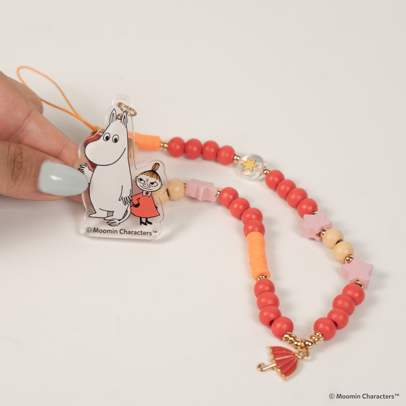 Moomin Beaded Charm Mobile Phone Wrist Strap - Moomin + Little My