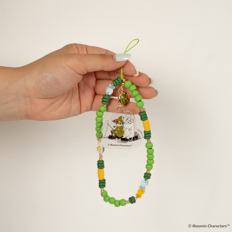 Moomin Beaded Charm Mobile Phone Wrist Strap - Moomin + Snufkin