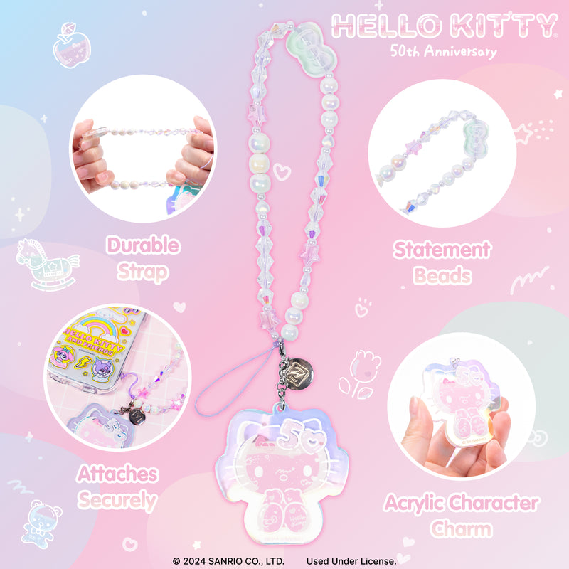 Sanrio Hello Kitty 50th Anniversary Beaded Charm Mobile Phone Wrist Strap [Limited Edition]