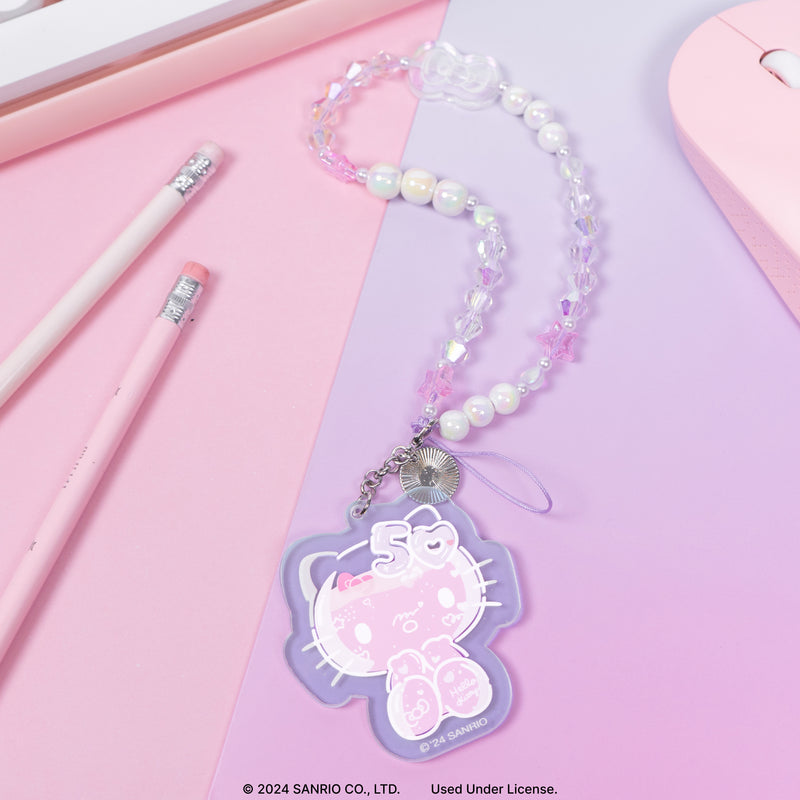 Sanrio Hello Kitty 50th Anniversary Beaded Charm Mobile Phone Wrist Strap [Limited Edition]