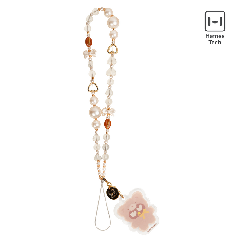 Sanrio Latte Bear Beaded Charm Mobile Phone Wrist Strap - Badtz-Maru